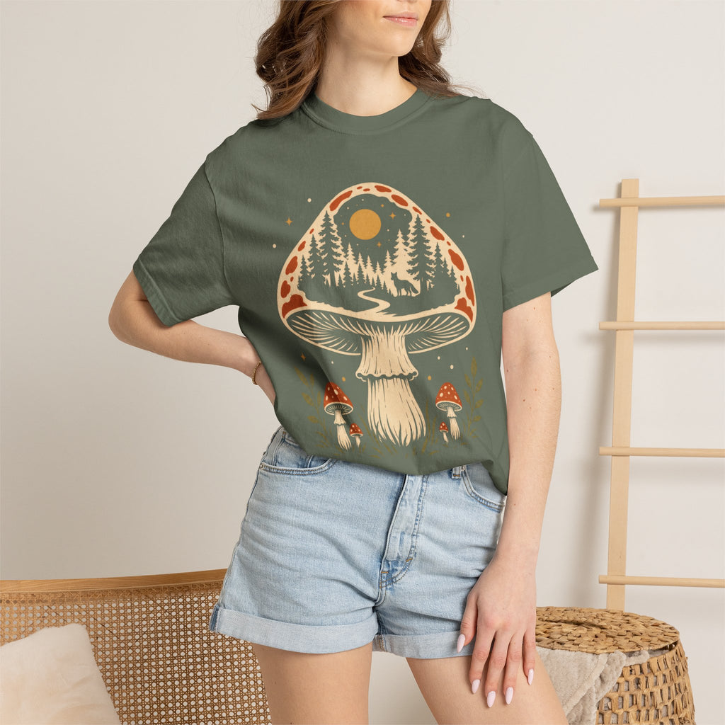 Hidden Forest Silhouette Mushroom T‑Shirt