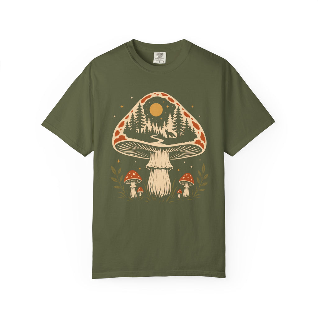 Hidden Forest Silhouette Mushroom T‑Shirt