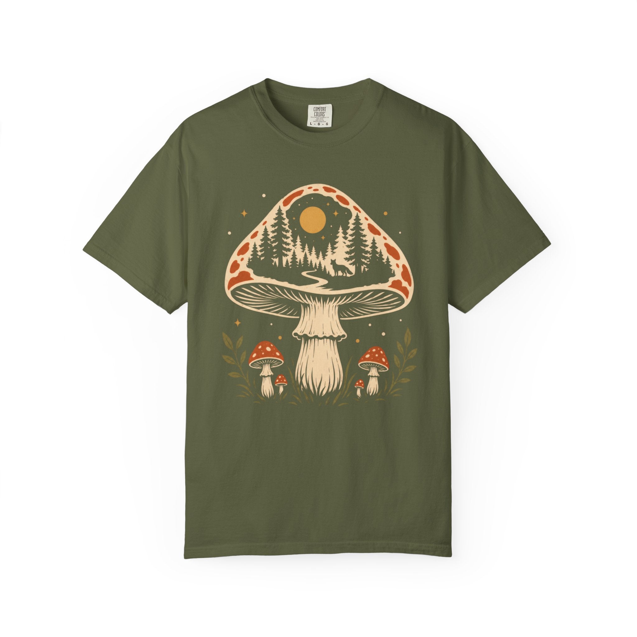 Hidden Forest Silhouette Mushroom T‑Shirt