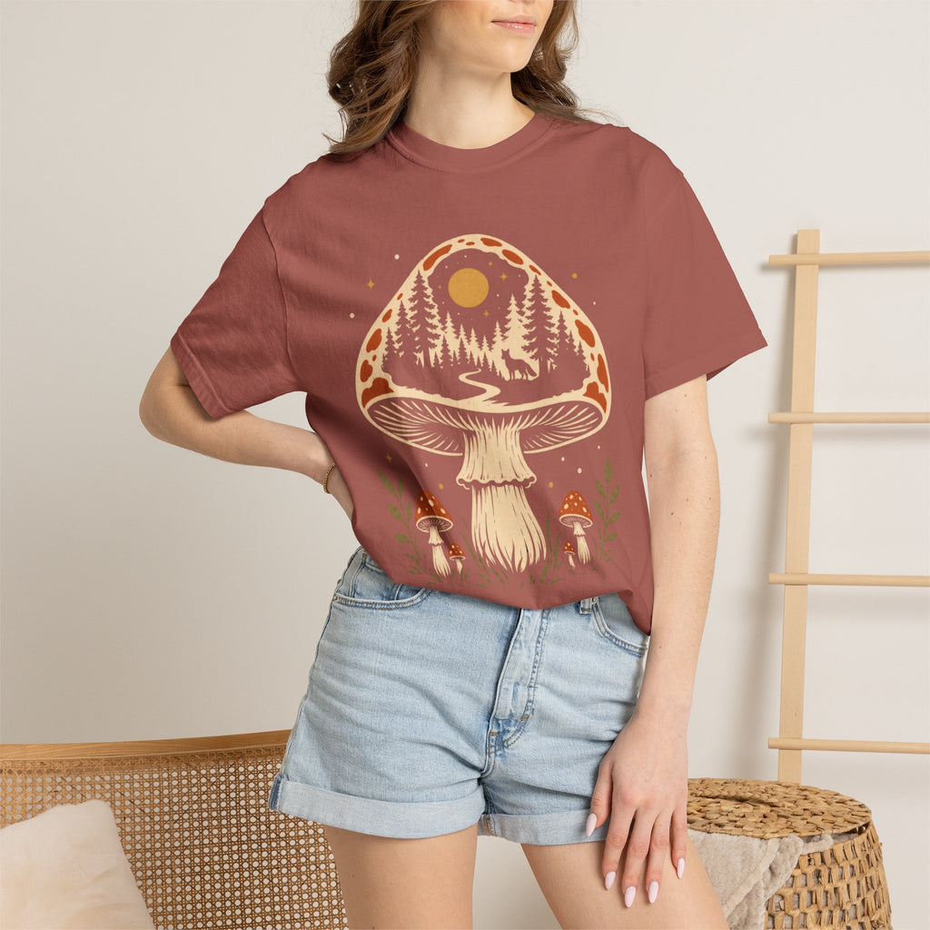 Hidden Forest Silhouette Mushroom T‑Shirt