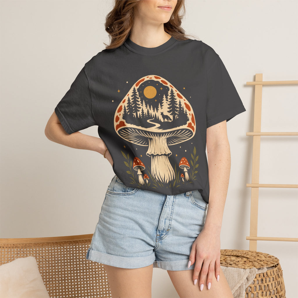 Hidden Forest Silhouette Mushroom T‑Shirt
