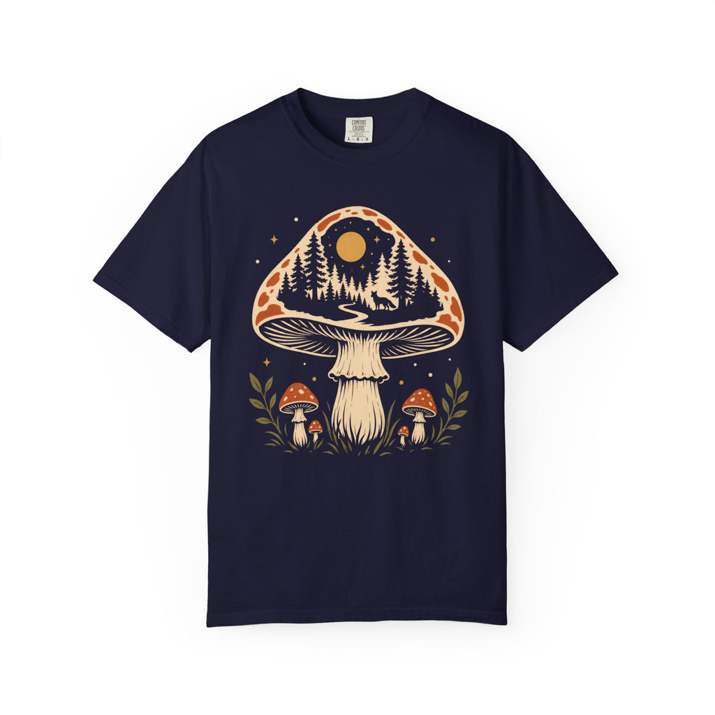 Hidden Forest Silhouette Mushroom T‑Shirt