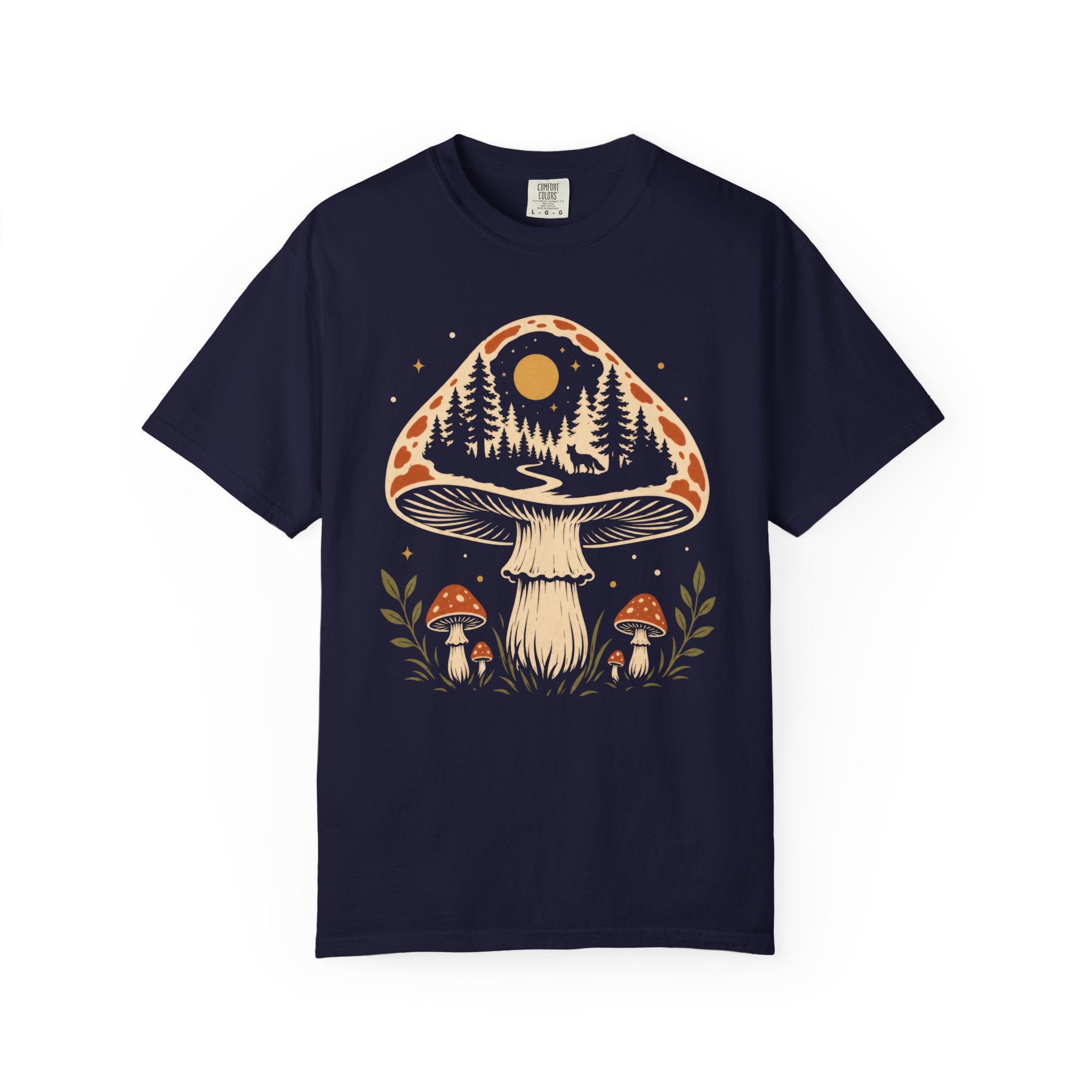 Hidden Forest Silhouette Mushroom T‑Shirt