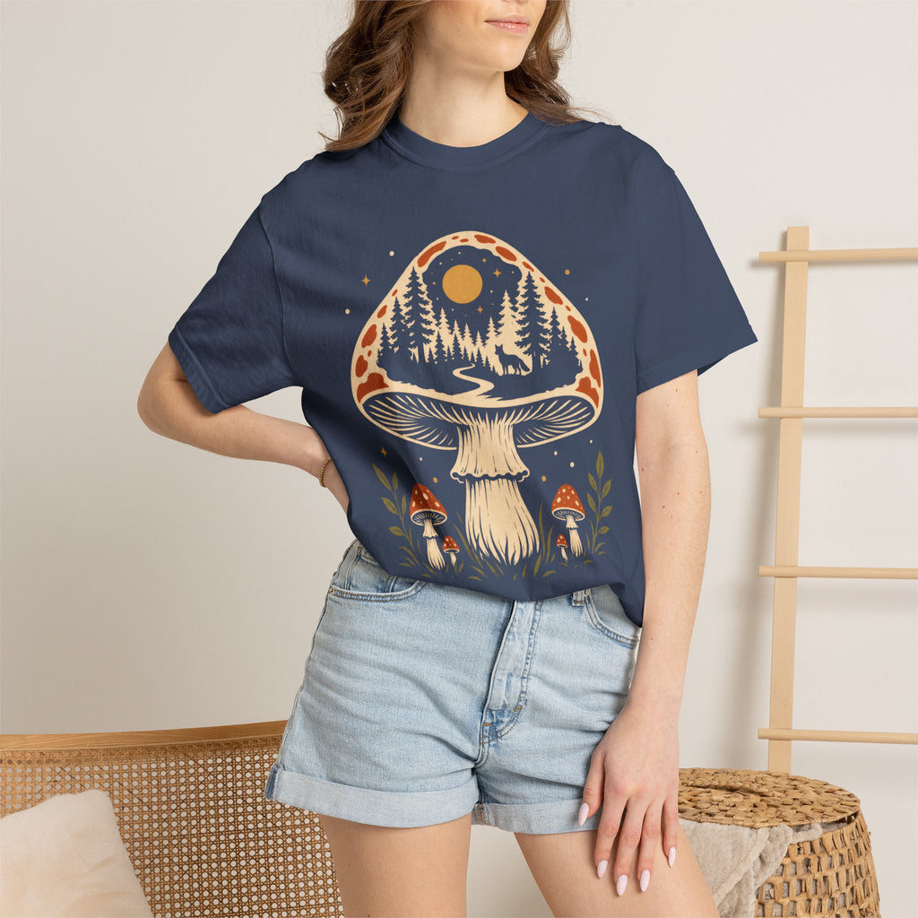 Hidden Forest Silhouette Mushroom T‑Shirt