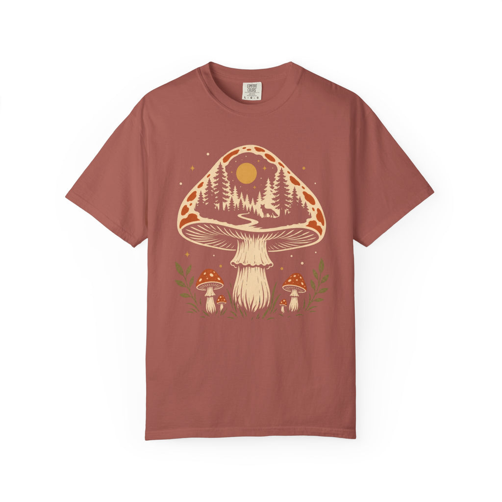 Hidden Forest Silhouette Mushroom T‑Shirt