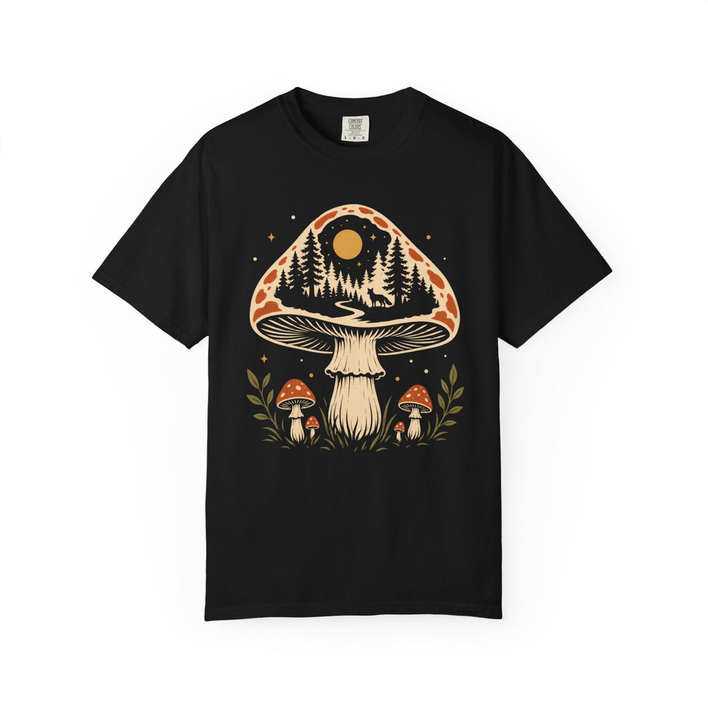 Hidden Forest Silhouette Mushroom T‑Shirt