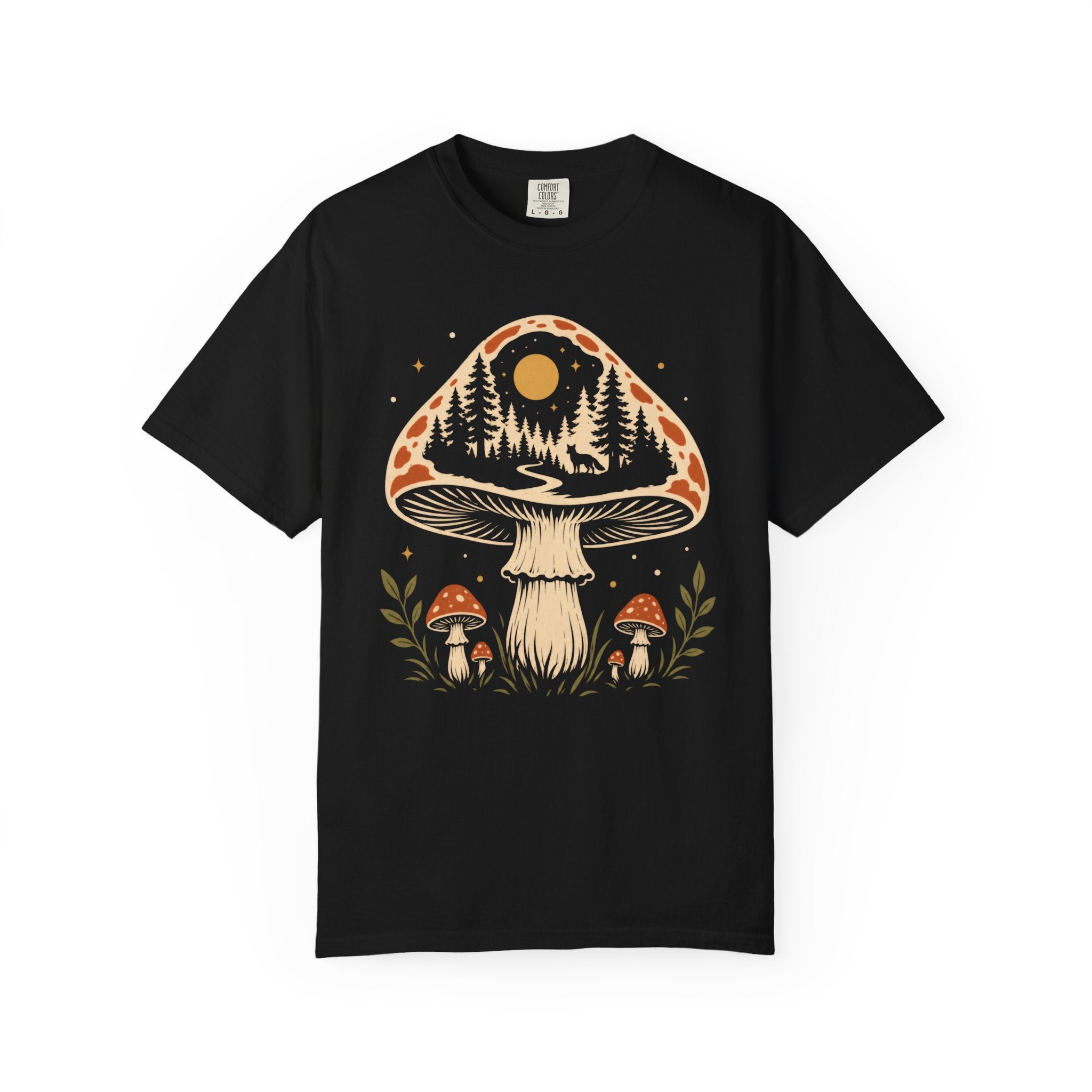 Hidden Forest Silhouette Mushroom T‑Shirt