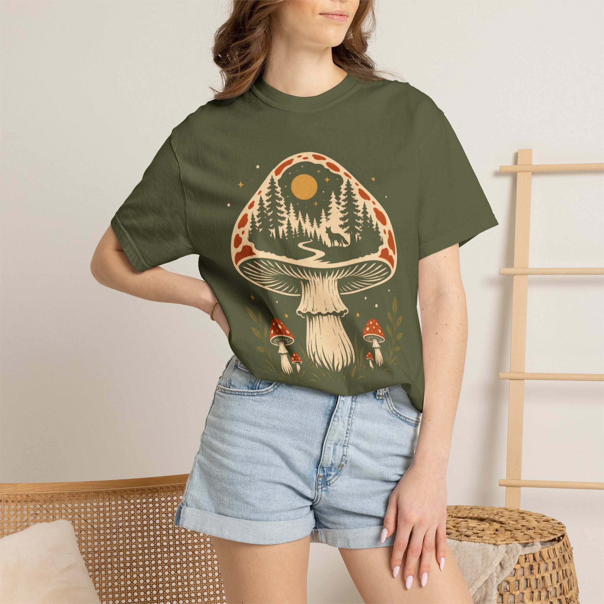 Hidden Forest Silhouette Mushroom T‑Shirt