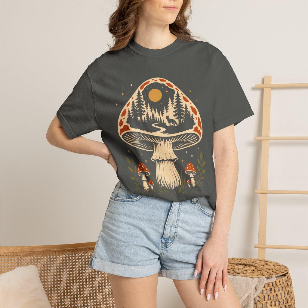Hidden Forest Silhouette Mushroom T‑Shirt
