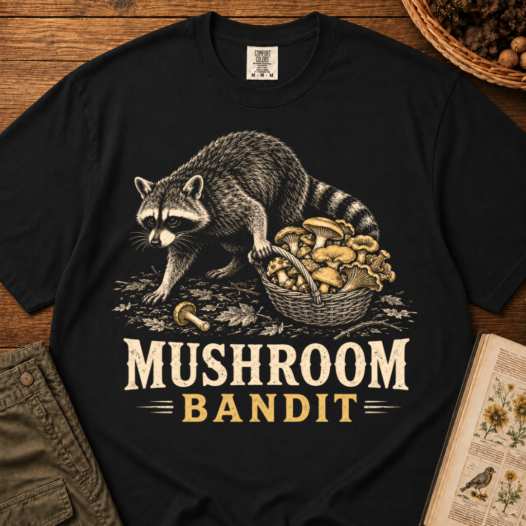 Mushroom Bandit Raccoon T‑Shirt