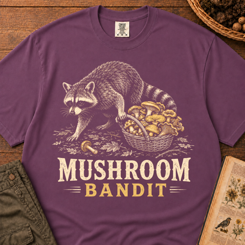 Mushroom Bandit Raccoon T‑Shirt