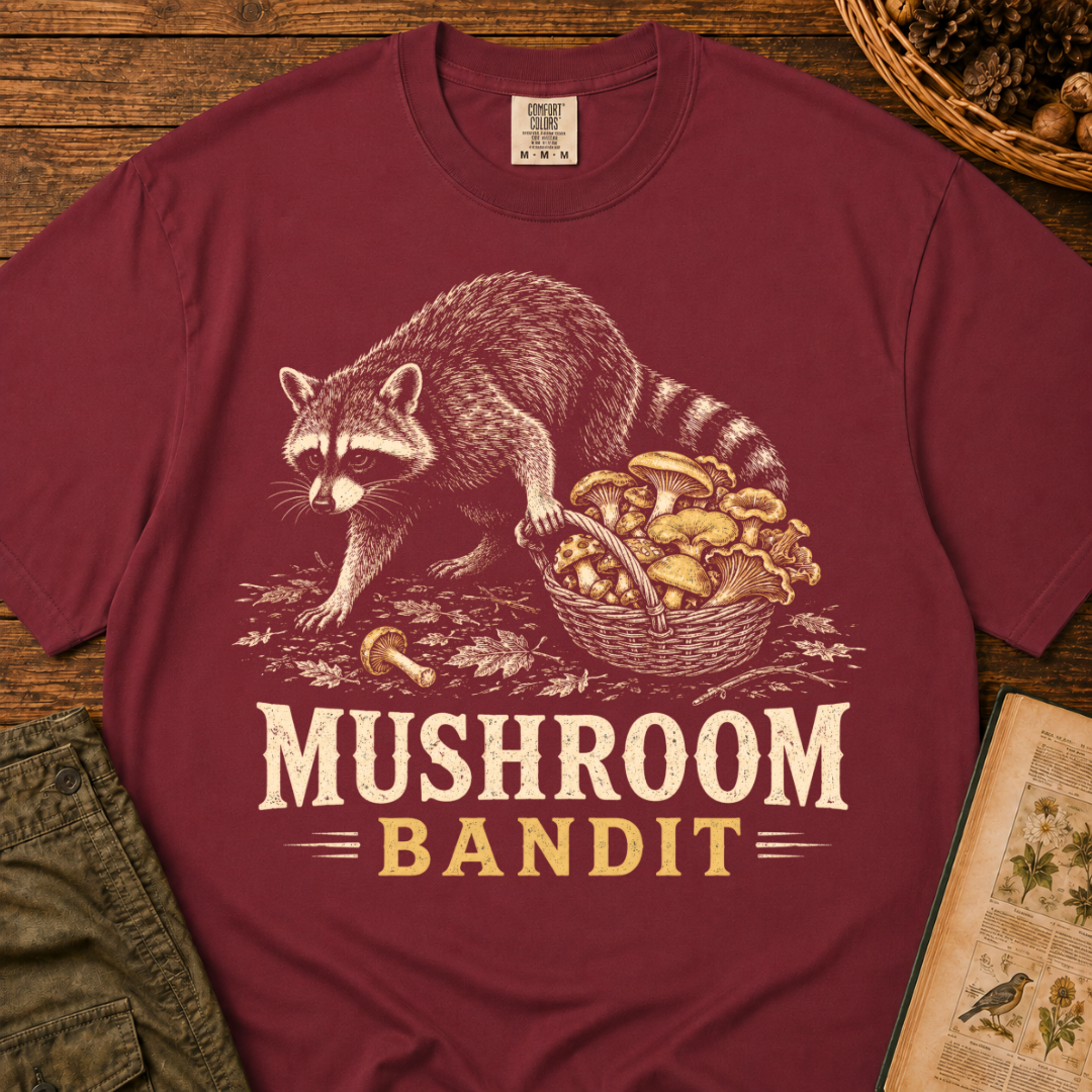 Mushroom Bandit Raccoon T‑Shirt