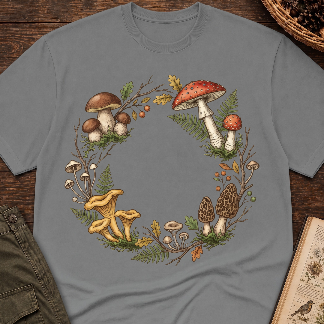 Woodland Fungi Wreath T‑Shirt
