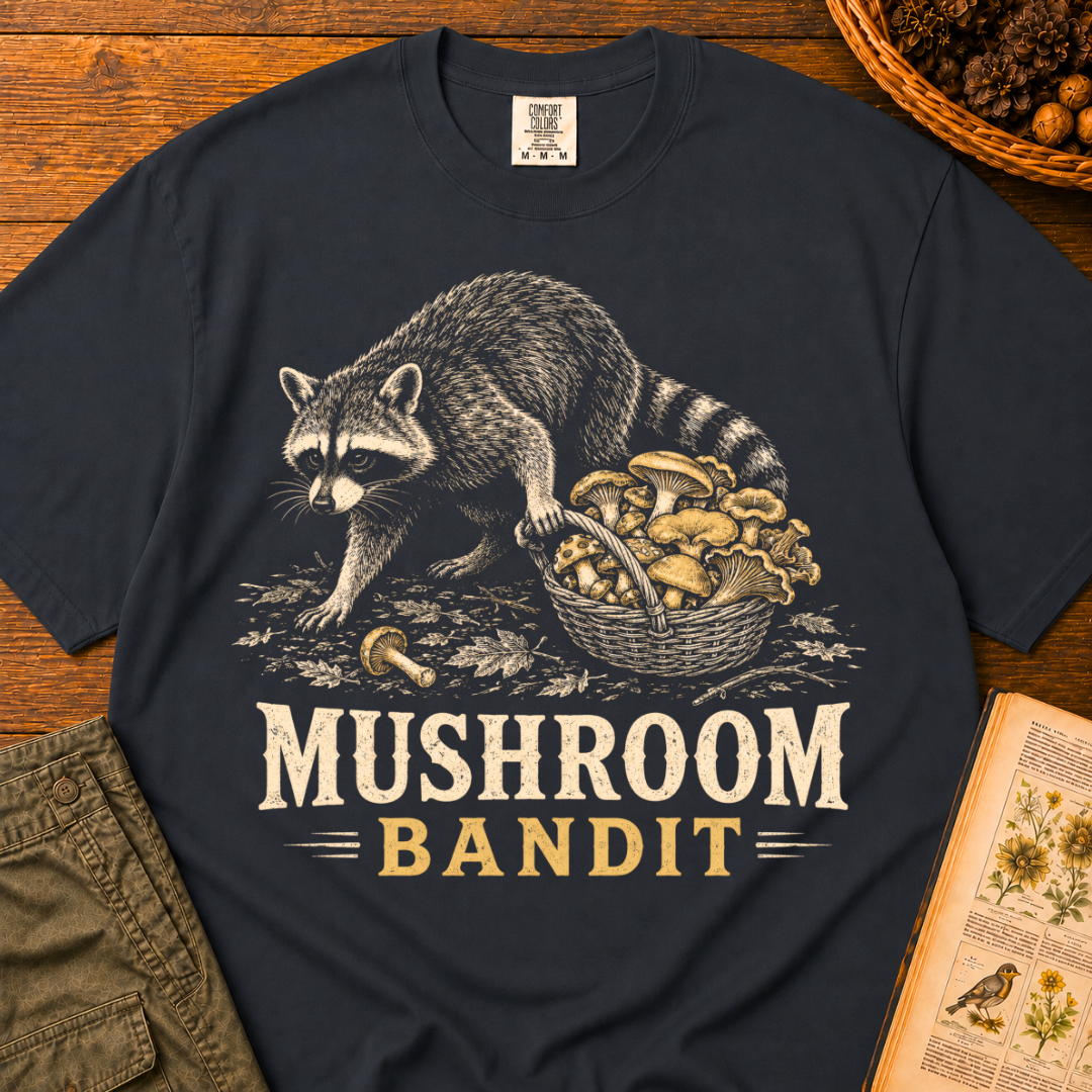 Mushroom Bandit Raccoon T‑Shirt