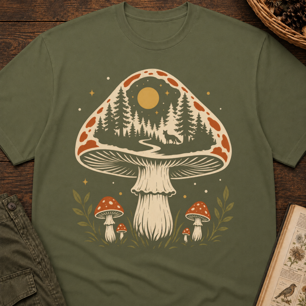 Hidden Forest Silhouette Mushroom T‑Shirt