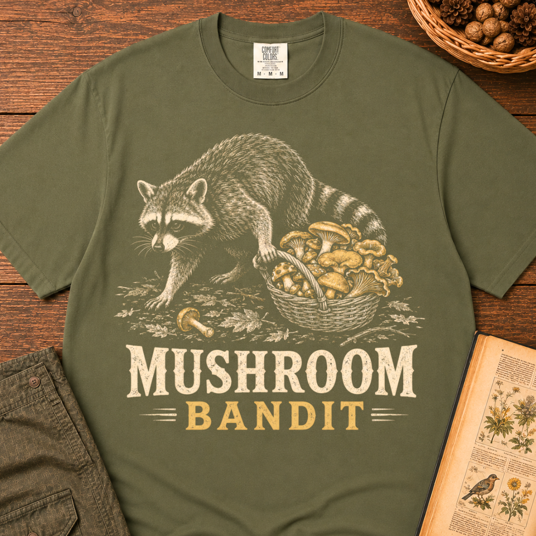 Mushroom Bandit Raccoon T‑Shirt