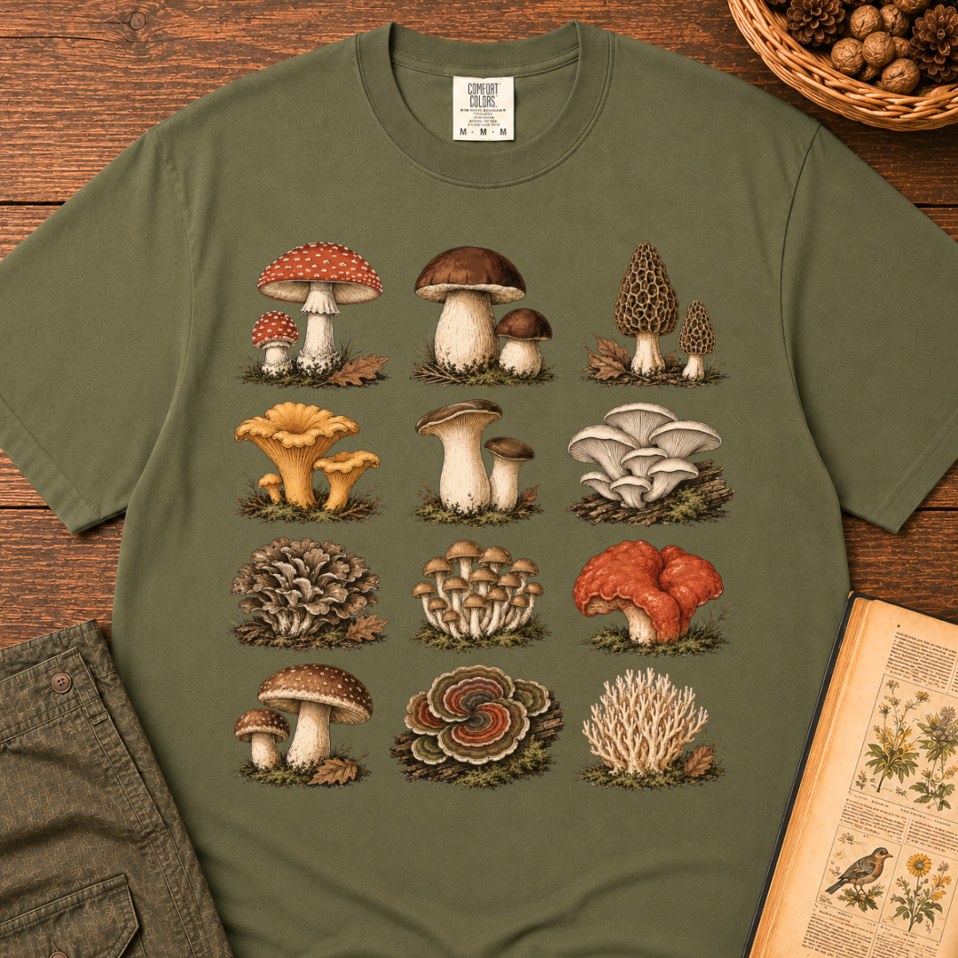 Mushroom Specimen Grid T-Shirt