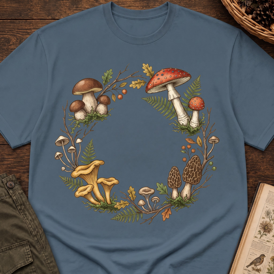 Woodland Fungi Wreath T‑Shirt