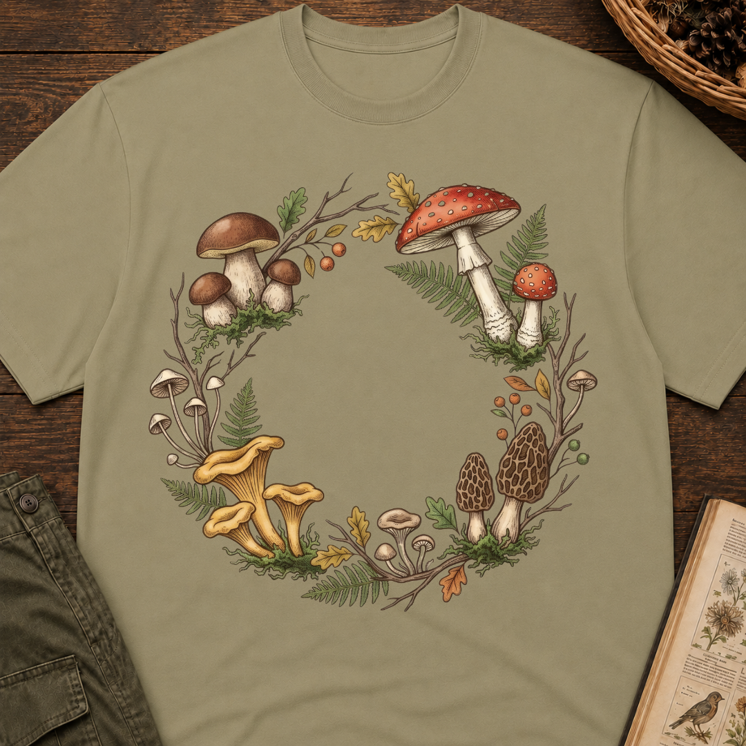 Woodland Fungi Wreath T‑Shirt