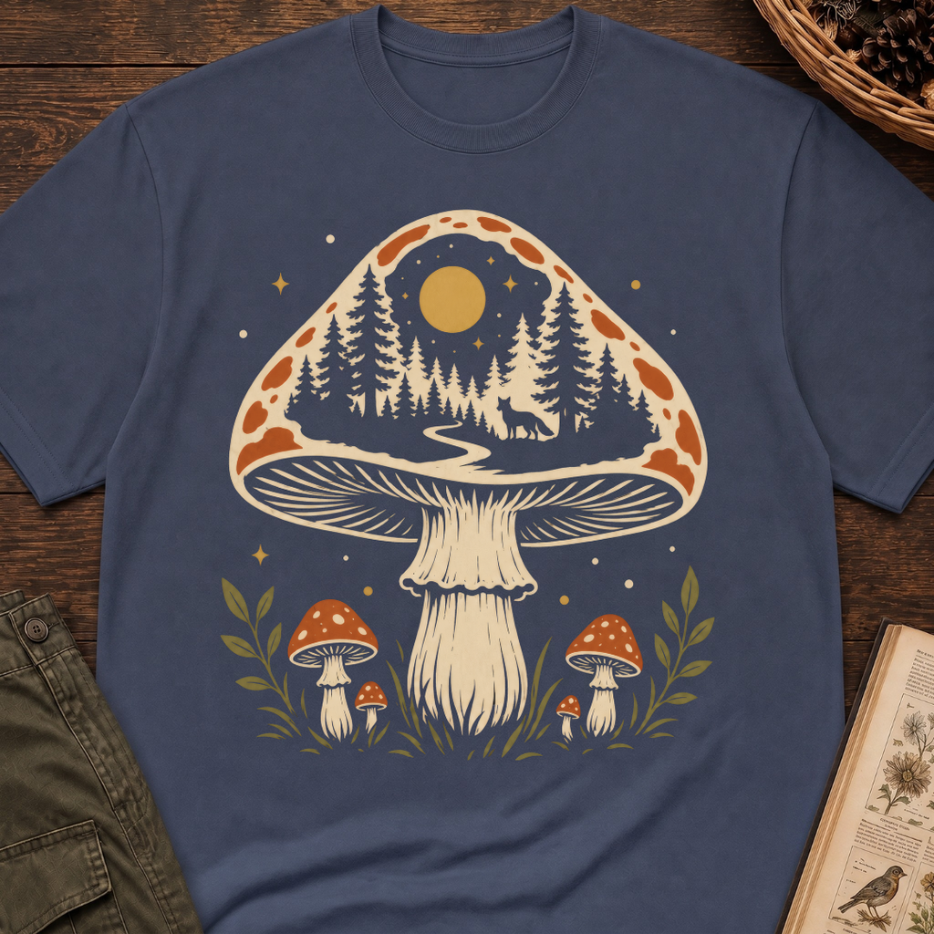 Hidden Forest Silhouette Mushroom T‑Shirt