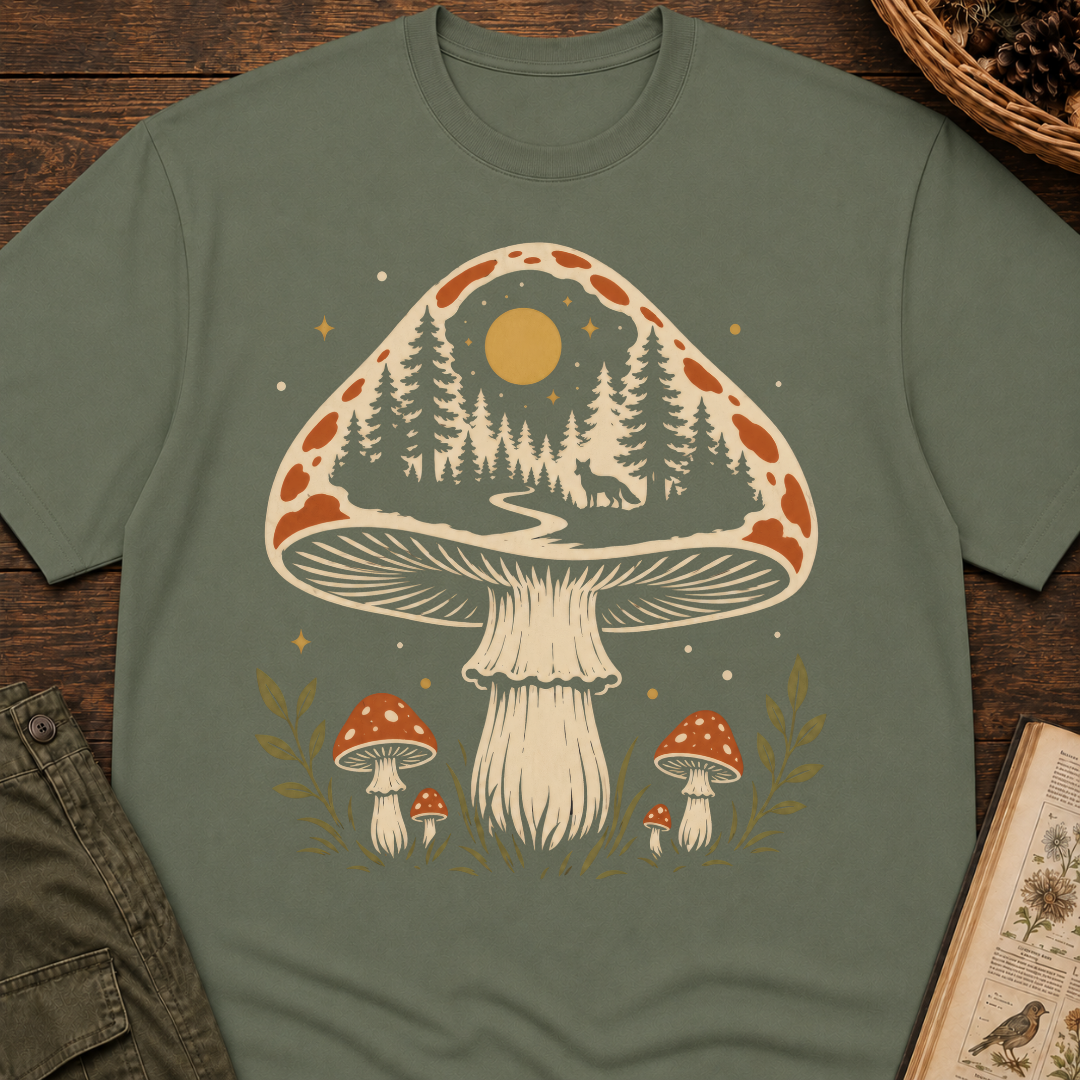 Hidden Forest Silhouette Mushroom T‑Shirt