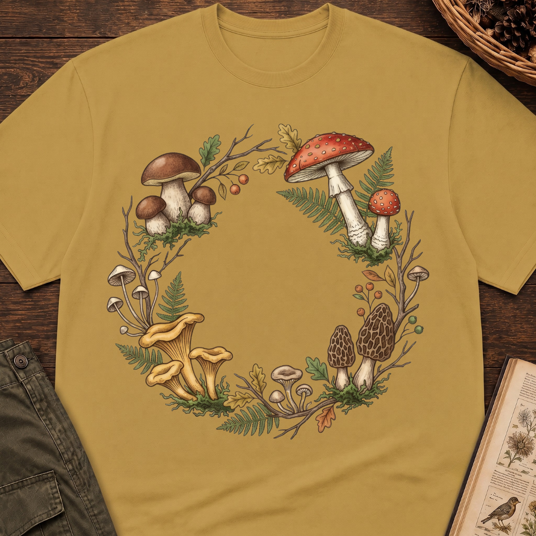 Woodland Fungi Wreath T‑Shirt