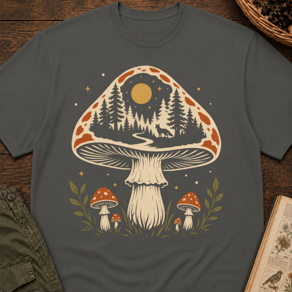 Hidden Forest Silhouette Mushroom T‑Shirt