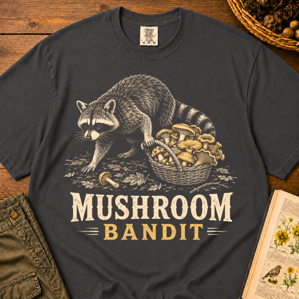Mushroom Bandit Raccoon T‑Shirt