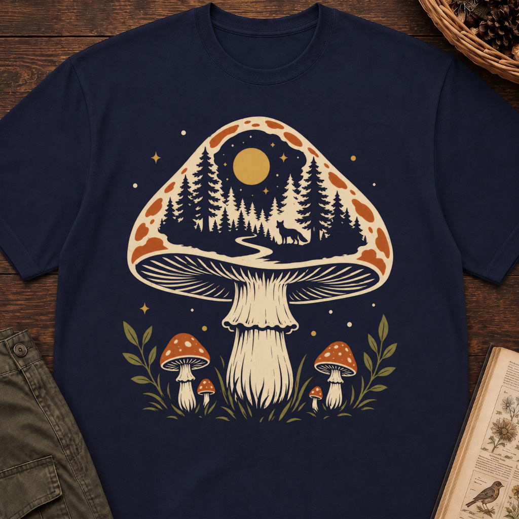 Hidden Forest Silhouette Mushroom T‑Shirt