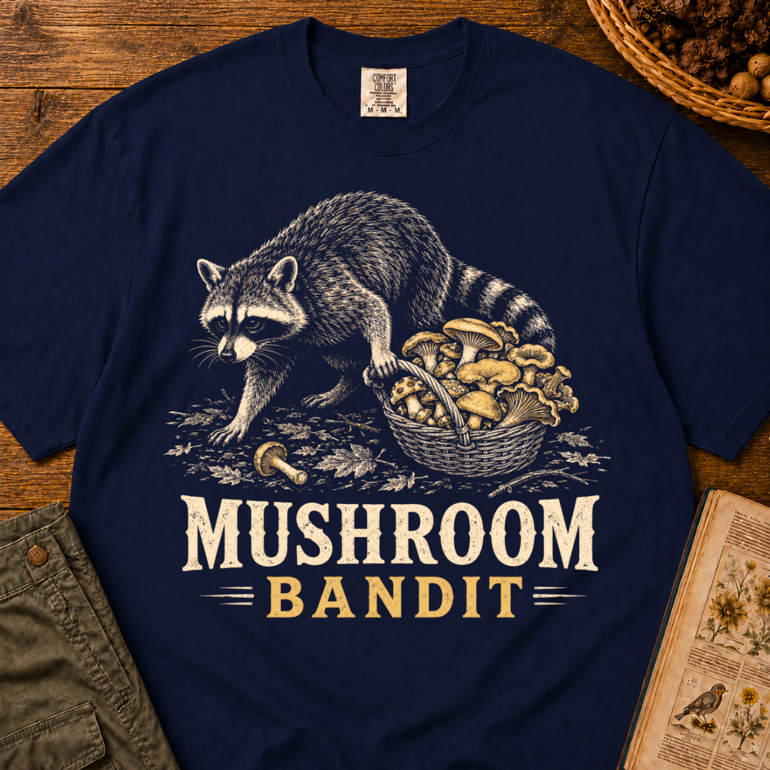 Mushroom Bandit Raccoon T‑Shirt